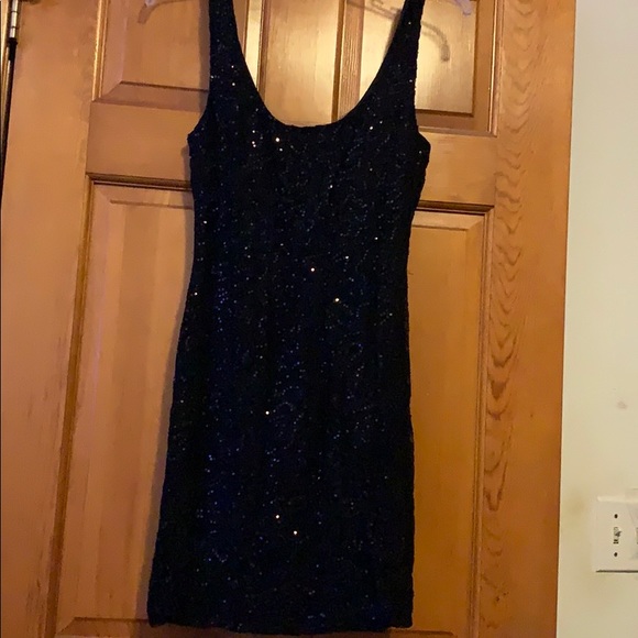 Sparkly Black Sequined Tank Mini Dress - Picture 1 of 4